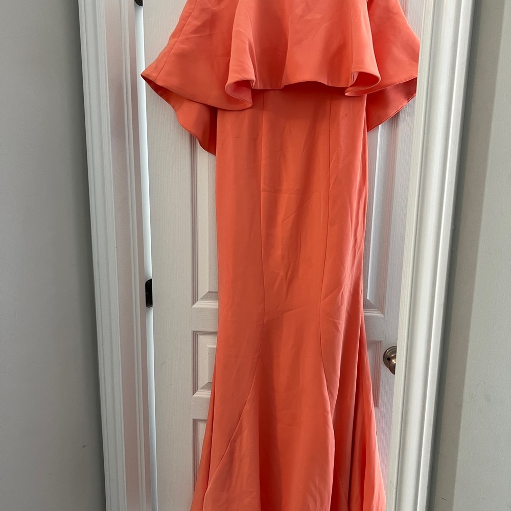 Pink Ruffled Off-the-Shoulder Long Gown